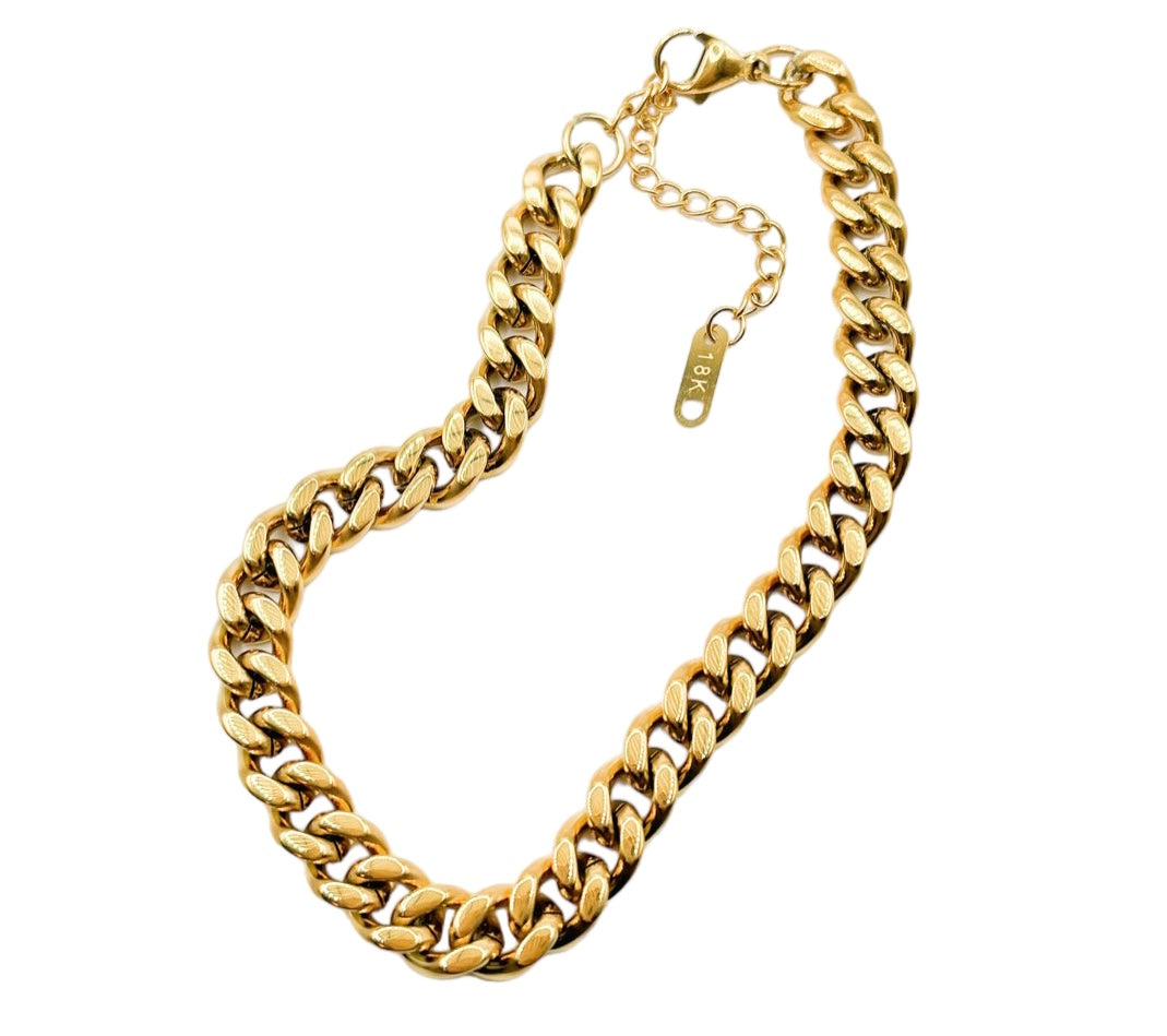 GOLD PLATED CUBAN CHAIN ANKLET